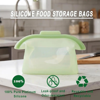 ✨ Kitchen Must-Have:🥑 Silicone Food Storage Bags - Keep Food Fresh Longer, Leak-Proof & Reusable