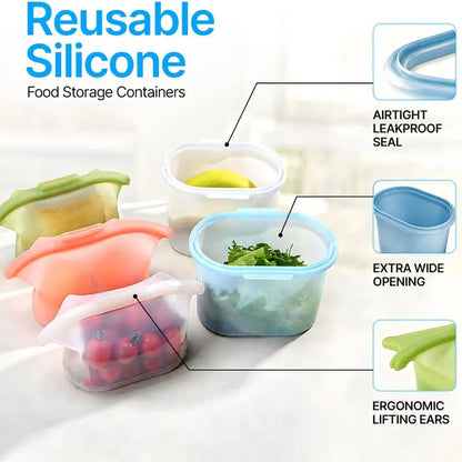 ✨ Kitchen Must-Have:🥑 Silicone Food Storage Bags - Keep Food Fresh Longer, Leak-Proof & Reusable