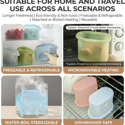 ✨ Kitchen Must-Have:🥑 Silicone Food Storage Bags - Keep Food Fresh Longer, Leak-Proof & Reusable