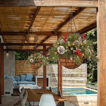 🎄LAST DAY — 60% OFF! 🪴Christmas Hot Sale —🔥Pre-Lit Artificial Christmas Hanging Basket