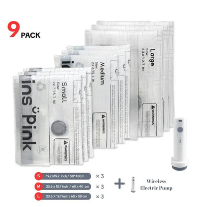 Travel Vacuum Compression Storage Bags with USB Rechargeable Electric Pump Ultra Compact Lightweight Space Savers for Clothing & Travel Essentials Zipper Pouches Outdoor Packing System Hand Organizer Holiday Variety Pack
